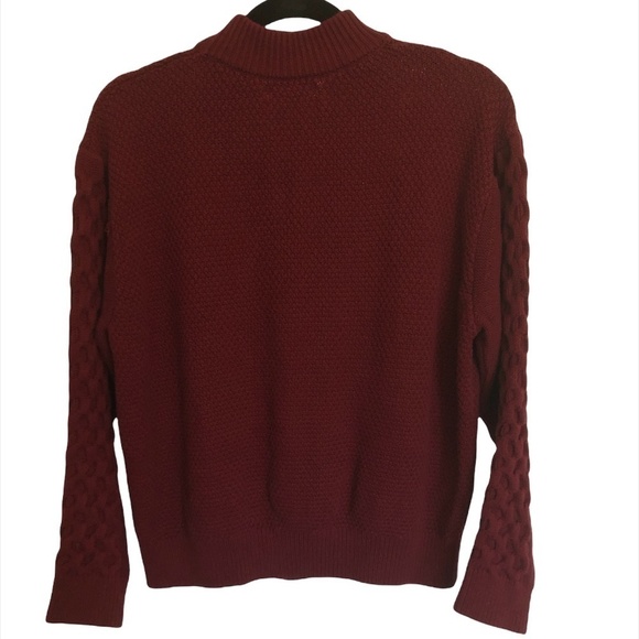 URBAN OUTFITTERS Sweater Women's Size Small Red Cable Knit Pullover Mock Collar - Picture 3 of 9